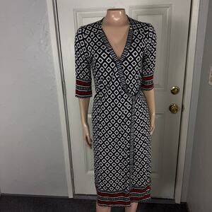 Diane Von Furstenberg Women's Dress L Tallulah Wrap Silk Party Designer L/S U3-7
